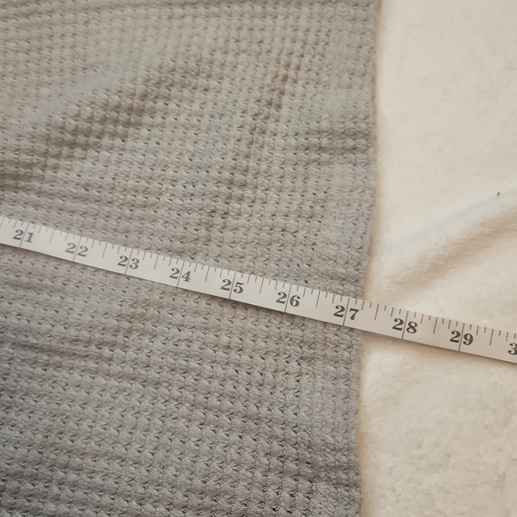 Gray Waffle Knit Babydoll V-Neck Long Sleeve Top | Cozy Casual - Picture 3 of 4